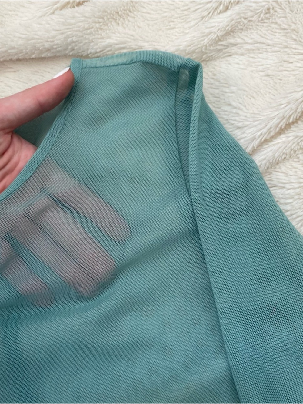 NWOT American Eagle Mini Mesh Long-Sleeve Tee Green Rush Sz S - Picture 5 of 5
